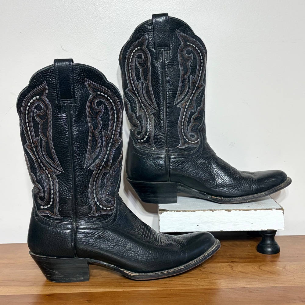 Ariat Heritage Western Black Leather Cowboy Boots Pointed Toe 42258 Womens 8.5B
